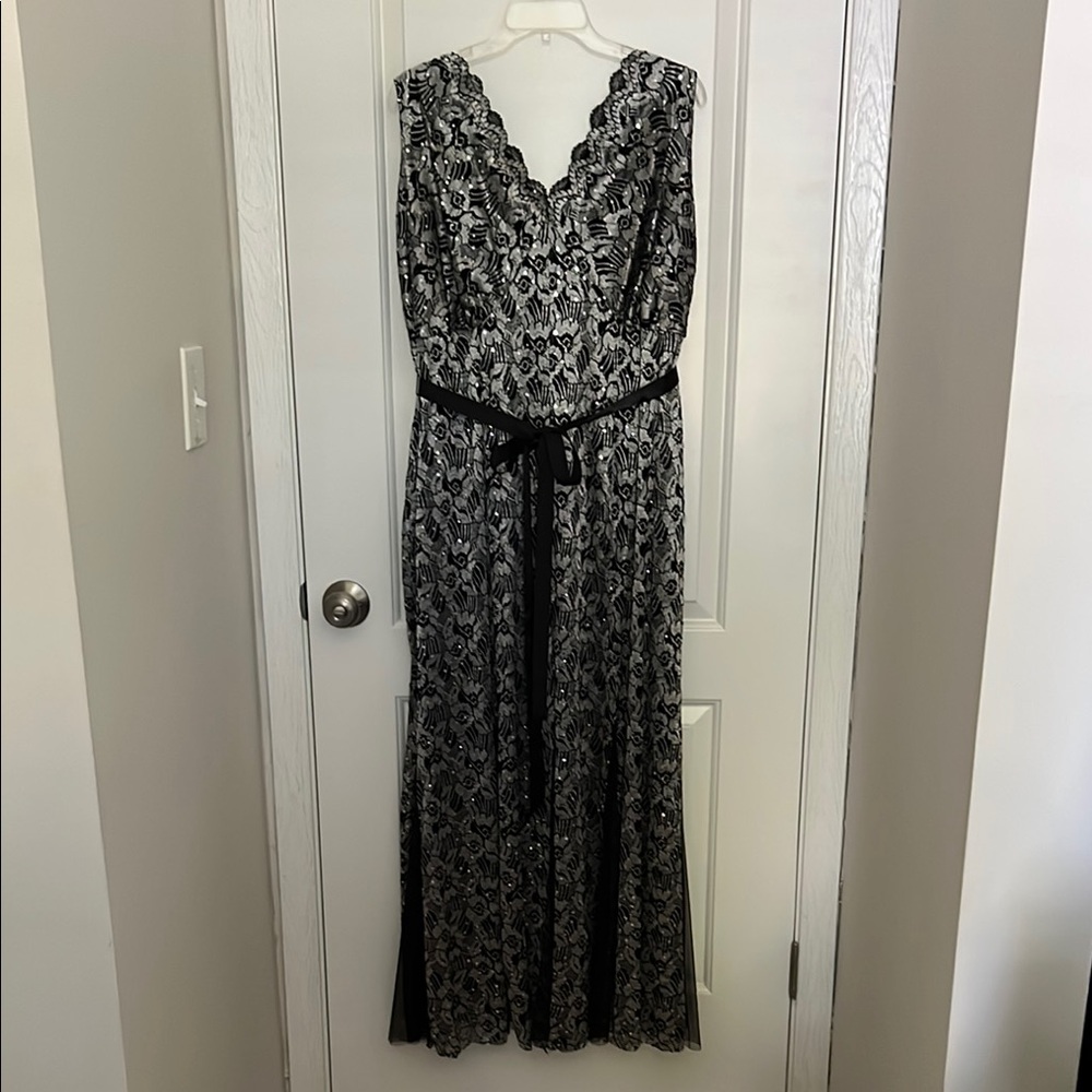 Elegant Black and Silver Lace Dress